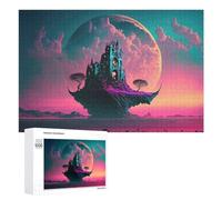 1000 PCS Puzzle Per Adolescenti Mystical Floating Island with Gothic Castle Puzzle Per Adolescenti Gioco Rompicapo Migliora La Memoria Regali Di Natale Compleanno 1000 PCS