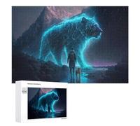 1000 PCS Puzzle Per Adolescenti Mystical Journey Man, Dog, And Glowing Tiger Puzzle Per Adulti, Gioco Rompicapo, Gara Di Velocità Manuale, Impegnativo Da Completare 1000 PCS