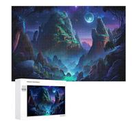 1000 PCS Puzzle Per Adolescenti Mystical Night Landscape with Glowing Moon Puzzle Per Adolescenti Gioco Rompicapo Migliora La Memoria Regali Di Natale Compleanno 1000 PCS
