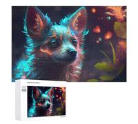 1000 PCS Puzzle Per Adolescenti Neon Fox in Enchanted Forest Puzzle Per Adolescenti Gioco Rompicapo Migliora La Memoria Regali Di Natale Compleanno 1000 PCS