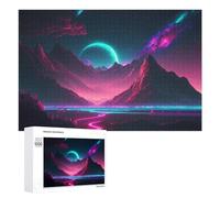 1000 PCS Puzzle Per Adolescenti Neon Mountains Under A Cosmic Sky Puzzle Per Adulti Gioco Pratico Corsa Di Velocità Delle Mani Divertimento Attività A Casa, 1000 PCS