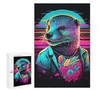 1000 PCS Puzzle Per Adolescenti Neon Otter Portrait Puzzle Per Adolescenti Gioco Rompicapo Migliora La Memoria Regali Di Natale Compleanno 1000 PCS