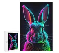 1000 PCS Puzzle Per Adolescenti Neon Rabbit Portrait Puzzle Per Adulti Gioco Pratico Assemblaggio Di Modelli Regali Unici Per Compleanno E Natale 1000 PCS