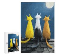 1000 PCS Puzzle Per Adolescenti Nighttime Cats on Roof Puzzle Per Adulti Per Passare Il Tempo Durante Le Vacanze Ogni Pezzo È Unico - Ottimo Regalo Per I Giocatori 1000 PCS