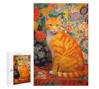 1000 PCS Puzzle Per Adolescenti Orange Tabby Cat with Flowers Puzzle Per Adulti Per Passare Il Tempo Durante Le Vacanze Ogni Pezzo È Unico - Ottimo Regalo Per I Giocatori 1000 PCS