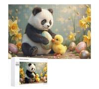1000 PCS Puzzle Per Adolescenti Panda with Easter Eggs And Duckling Puzzle Per Adulti, Gioco Rompicapo, Gara Di Velocità Manuale, Impegnativo Da Completare 1000 PCS