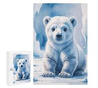 1000 PCS Puzzle Per Adolescenti Polar Bear Cub Watercolor Puzzle Per Adulti Giocattoli Antistress Analisi E Logica Interazione Genitore-figlio 1000 PCS