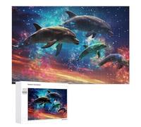 1000 PCS Puzzle Per Adolescenti Puzzle Dolphins in Cosmic Waters Puzzle Per Adulti Gioco Pratico Assemblaggio Del Modello Regali Unici Per Compleanno E Natale 1000 PCS
