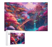 1000 PCS Puzzle Per Adolescenti Puzzle Enchanted Fantasy Landscape with Bridge And Pagoda Puzzle Per Adulti Gioco Rompicapo Ma Divertente E Umoristico Aiuta L'esercizio Del Cervello 1000 PCS