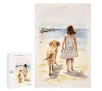 1000 PCS Puzzle Per Adolescenti Puzzle Girl And Lab on Beach Puzzle Per Adulti Gioco Pratico Assemblaggio Del Modello Regali Unici Per Compleanno E Natale 1000 PCS