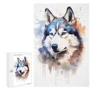 1000 PCS Puzzle Per Adolescenti Puzzle Husky Watercolor Dog Puzzle Per Adulti Gioco Pratico Assemblaggio Del Modello Regali Unici Per Compleanno E Natale 1000 PCS