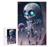 1000 PCS Puzzle Per Adolescenti Puzzle Spooky Skeleton with Glowing Eyes Puzzle Per Adulti Gioco Pratico Assemblaggio Del Modello Regali Unici Per Compleanno E Natale 1000 PCS