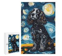 1000 PCS Puzzle Per Adolescenti Puzzle Starry Night Cocker Spaniel Art Print -4 Puzzle Per Adolescenti Sfida Difficile Ogni Pezzo È Unico - Giocattoli Educativi Per L'apprendimento 1000 PCS