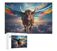 1000 PCS Puzzle Per Adolescenti Rainbow-Winged Bull Soars Above Clouds Puzzle Per Adulti Gioco Pratico Corsa Di Velocità Delle Mani Divertimento Attività A Casa, 1000 PCS