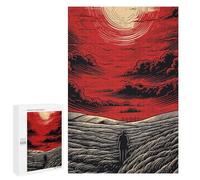 1000 PCS Puzzle Per Adolescenti Red Sky, Lonely Figure, Field Puzzle Per Adulti Gioco Pratico Assemblaggio Di Modelli Regali Unici Per Compleanno E Natale 1000 PCS