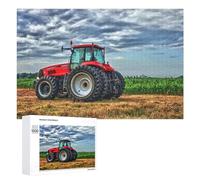 1000 PCS Puzzle Per Adolescenti Red Tractor in Field Under Cloudy Sky Puzzle Per Adulti, Gioco Rompicapo, Gara Di Velocità Manuale, Impegnativo Da Completare 1000 PCS