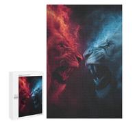 1000 PCS Puzzle Per Adolescenti Red Vs Blue Lions Epic Face-off Puzzle Per Adulti Analisi E Logica Ogni Pezzo È Unico - Giochi Rompicapo Per Famiglie 1000 PCS