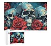 1000 PCS Puzzle Per Adolescenti Skulls And Roses A Gothic Artwork Puzzle Per Adulti Giocattoli Fai Da Te Sfida Difficile Regali Antistress 1000 PCS