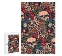 1000 PCS Puzzle Per Adolescenti Skulls, Roses, And Butterflies Pattern Puzzle Per Adolescenti Gioco Rompicapo Migliora La Memoria Regali Di Natale Compleanno 1000 PCS