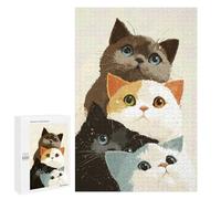 1000 PCS Puzzle Per Adolescenti Stack of Four Cute Cats Puzzle Per Adulti Gioco Pratico Assemblaggio Di Modelli Regali Unici Per Compleanno E Natale 1000 PCS