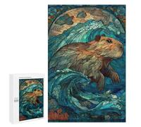 1000 PCS Puzzle Per Adolescenti Stained Glass Capybara Waves Puzzle Per Adulti Gioco Per Famiglie Antistress Difficile Da Completare 1000 PCS