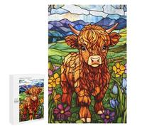 1000 PCS Puzzle Per Adolescenti Stained Glass Highland Cow Puzzle Per Adolescenti Giochi Per Famiglie Analisi E Sfida Educativa Logica 1000 PCS