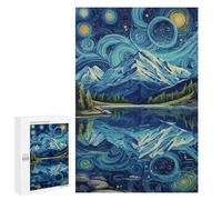 1000 PCS Puzzle Per Adolescenti Starry Night Mountain Reflections -3 Puzzle Per Adolescenti Attività Familiari Interazione Genitore-figlio Regali Per Amici E Familiari 1000 PCS