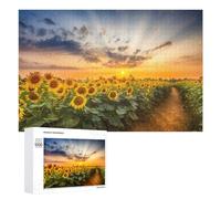 1000 PCS Puzzle Per Adolescenti Sunflower Field at Sunset Puzzle Per Adolescenti Gioco Rompicapo Migliora La Memoria Regali Di Natale Compleanno 1000 PCS