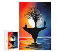 1000 PCS Puzzle Per Adolescenti Two Figures on A Tree Silhouette Puzzle Per Adulti Giocattolo Decorazione Da Parete Un'opera D'arte Regalo Di Compleanno, Regali, 1000 PCS