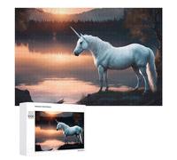 1000 PCS Puzzle Per Adolescenti Unicorn by The Lake at Sunset Puzzle Per Adolescenti Gioco Rompicapo Migliora La Memoria Regali Di Natale Compleanno 1000 PCS