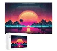 1000 PCS Puzzle Per Adolescenti Vibrant Retro Sunset Island Puzzle Per Adolescenti Gioco Rompicapo Migliora La Memoria Regali Di Natale Compleanno 1000 PCS