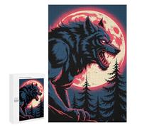 1000 PCS Puzzle Per Adolescenti Werewolf Howling at The Moon Illustration Puzzle Per Adolescenti Giochi Per Famiglie Analisi E Sfida Educativa Logica 1000 PCS