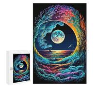 1000 PCS Puzzle Per Adolescenti Whimsical Ocean Wave Moon Scene Puzzle Per Adolescenti Gioco Rompicapo Migliora La Memoria Regali Di Natale Compleanno 1000 PCS