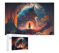 1000 PCS Puzzle Per Adolescenti Wolf Silhouette Against Moonlit Sky Puzzle Per Adulti Gioco Pratico Corsa Di Velocità Delle Mani Divertimento Attività A Casa, 1000 PCS