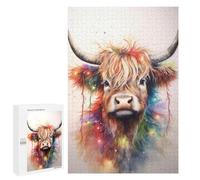 1000 PCS Puzzle Per Adulti Colorful Highland Cow Art Print Puzzle Per Adolescenti Difficile Difficile Ogni Pezzo È Unico - Gioco Divertente E Stimolante Per Tutta La Famiglia 1000 PCS