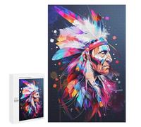 1000 PCS Puzzle Per Adulti Colorful Native American Chief Art Print Puzzle Per Adolescenti, Corsa Di Velocità Manuale, Difficile E Stimolante, Regali Di Natale E Compleanno 1000 PCS
