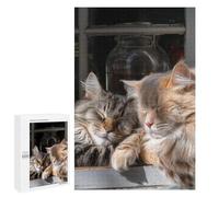 1000 PCS Puzzle Per Adulti Cozy Cats on Windowsill Puzzle Per Adolescenti Migliora La Memoria Difficile E Stimolante È Ideale Come Regalo 1000 PCS