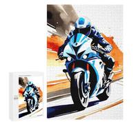 1000 PCS Puzzle Per Adulti E Adolescenti Motorcycle Rider in Blue And White Puzzle Gioco Pratico Corsa Di Velocità Manuale Regali Unici Per Compleanno E Natale 1000 PCS