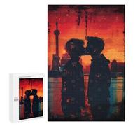 1000 PCS Puzzle Per Adulti E Adolescenti Silhouette Kiss at Sunset Puzzle Per Adulti: Giochi Rilassanti Che Migliorano La Memoria. Regali Unici Per Compleanno E Natale 1000 PCS