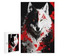 1000 PCS Puzzle Per Adulti E Adolescenti Wolf in Red And Black Puzzle Per Adulti Giochi Per Famiglie Quadri Da Parete Ideali Come Regalo 1000 PCS