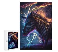 1000 PCS Puzzle Per Adulti Electric Zebra Storm Artwork Puzzle Per Adolescenti Migliora La Memoria Ogni Pezzo È Unico - Giocattoli Educativi Per L'apprendimento 1000 PCS