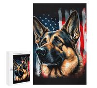 1000 PCS Puzzle Per Adulti German ShepherdUSA Flag Puzzle Giochi Per Famiglie Decorazione Perfetta Regali Unici E Di Compleanno 1000 PCS
