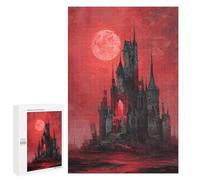 1000 PCS Puzzle Per Adulti Gothic Castle with Blood Moon Puzzle Per Adolescenti Taglio Di Precisione Interazione Genitore-figlio Regali Per La Riduzione Dello Stress 1000 PCS
