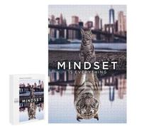 1000 PCS Puzzle Per Adulti Mindset Is Everything Cat Puzzle Per Adulti Antistress Difficili E Stimolanti Divertimento in Famiglia E Serate Di Gioco 1000 PCS