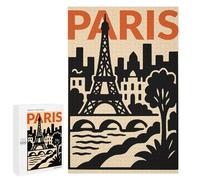 1000 PCS Puzzle Per Adulti Paris Eiffel Tower Cityscape Illustration Puzzle Per Adolescenti Difficile Difficile Ogni Pezzo È Unico - Gioco Divertente E Stimolante Per Tutta La Famiglia 1000 PCS