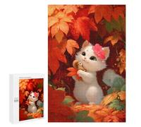 1000 PCS Puzzle Per Adulti Puzzle Cute White Kitten with Squirrel Friend Puzzle Per Adulti Gioco Pratico Corsa Di Velocità Manuale Ottimo Regalo Per I Giocatori 1000 PCS