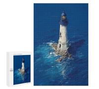 1000 PCS Puzzle Per Adulti Puzzle Lighthouse in The Ocean Deep Blue Lighthouse at Sea Dramatic Coastal Art Puzzle Per Adulti Gioco Pratico Corsa Di Velocità Manuale Ottimo Regalo Per I Giocatori 100