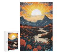 1000 PCS Puzzle Per Adulti Puzzle Mountain Landscape with River And Flowers Puzzle Per Adulti Gioco Pratico Corsa Di Velocità Manuale Ottimo Regalo Per I Giocatori 1000 PCS