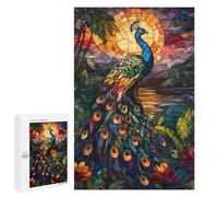 1000 PCS Puzzle Per Adulti Puzzle Peacock Stained Glass Sunset Puzzle Per Adulti Gioco Rompicapo Corsa Di Velocità Gioco Impegnativo Regali 1000 PCS