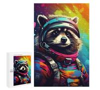 1000 PCS Puzzle Per Adulti Raccoon Astronaut Space Suit-5 Puzzle Per Adolescenti Difficile Difficile Ogni Pezzo È Unico - Gioco Divertente E Stimolante Per Tutta La Famiglia 1000 PCS